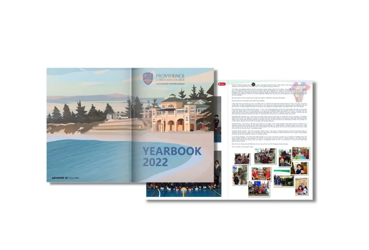 Providence Christian College yearbook cover and inside page